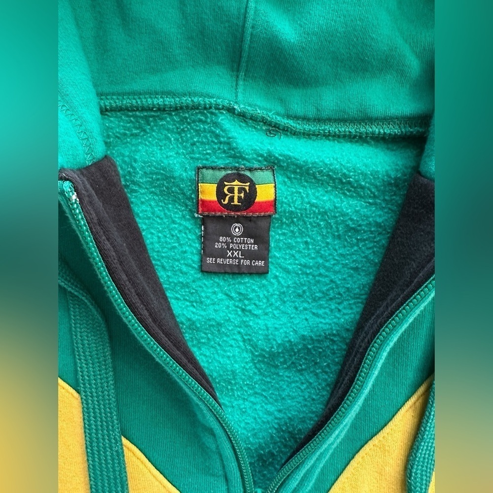 ❤️💛💚 Bob Marley-Inspired Rasta Colorblock Zip Hoodie – XXL - Picture 5 of 8